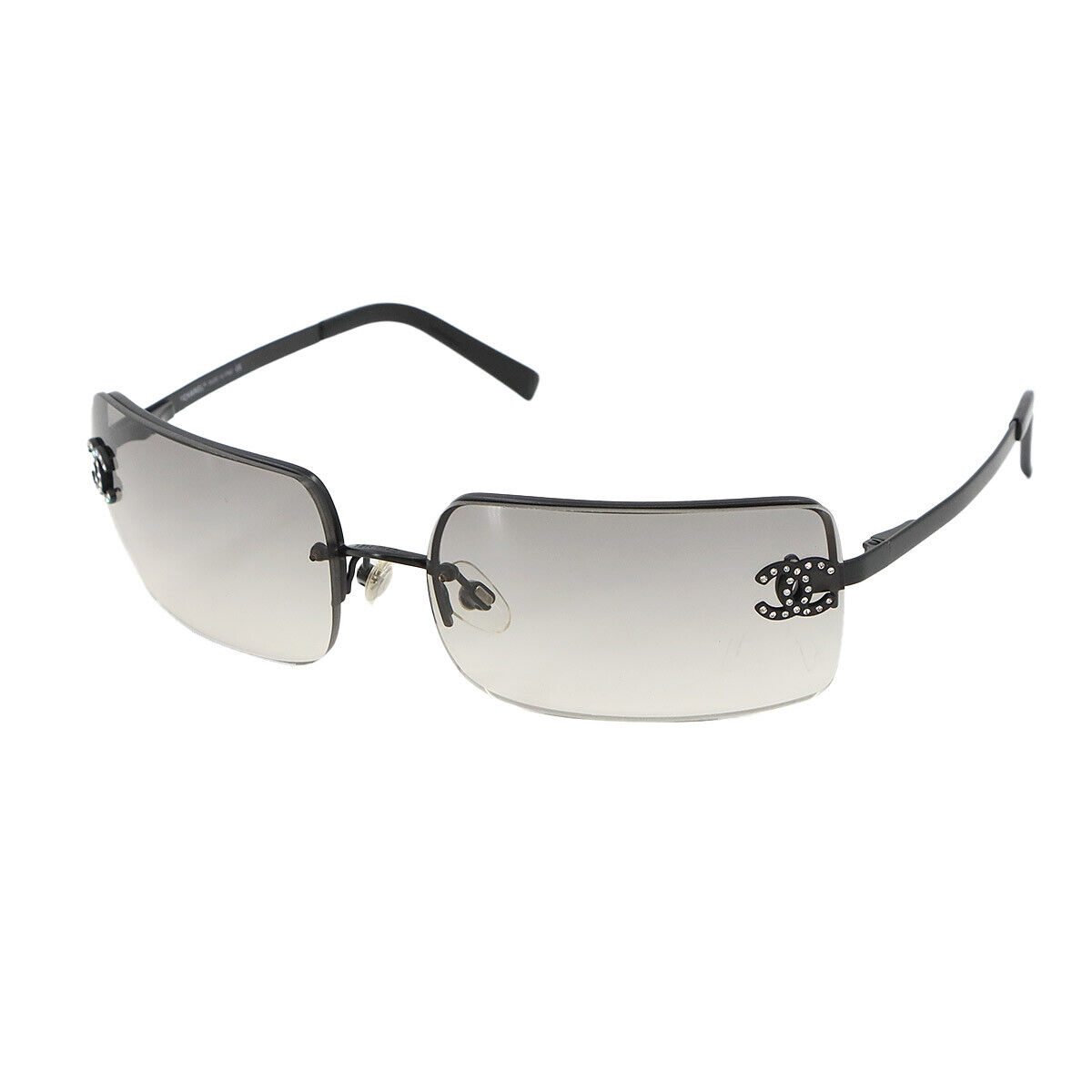 CHANEL Sunglasses CC Gray Gradation Black Rhinestones 4104-B CHANEL Sunglasses CC Gray Gradation Black Rhinestones 4104-B