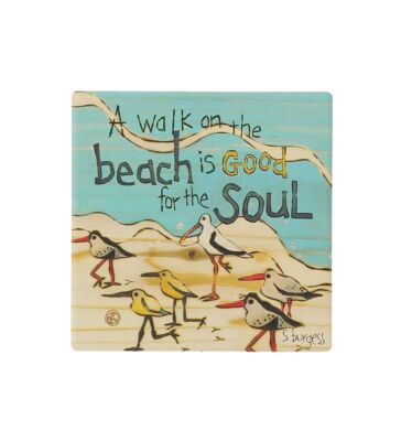 Enesco E2 Izzy and Oliver Walk on the Beach Coaster 4'' W. 6011657