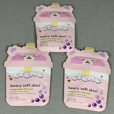 Creme Shop Beary Soft Skin Sheet Mask 3 Pack Retinol Hyaluronic Korea