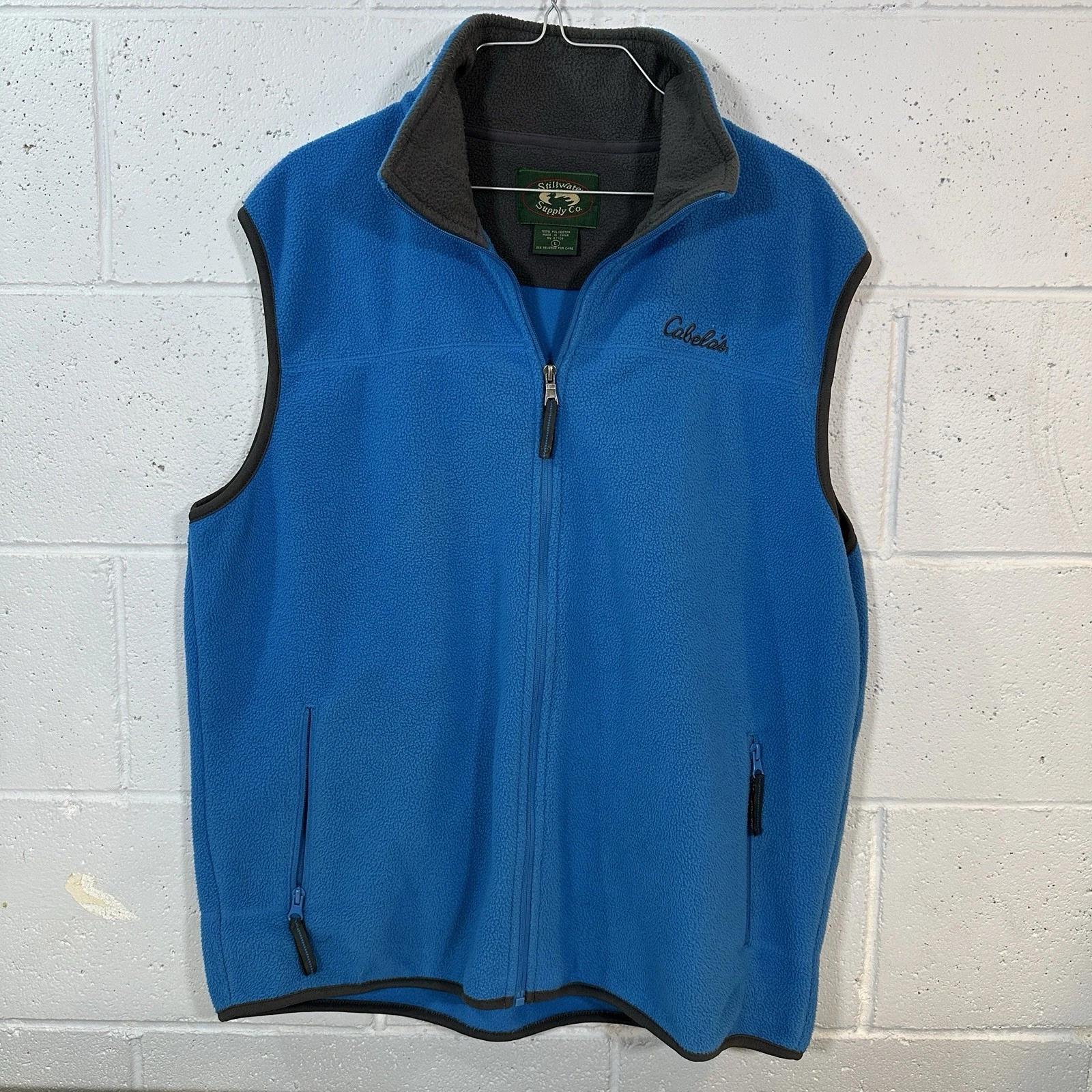 Cabela’s Stillwater Supply, Men’s Fleece Vest, Large, Blue Outdoor Gear Zip Up.