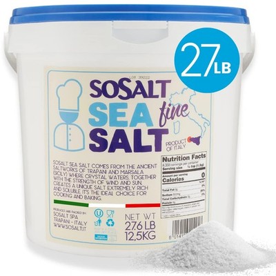 SOSALT DAL MARE DI TRAPANI Fine Natural Sea Salt, 27.56 lbs 12.5 kg, Bulk, Fo...