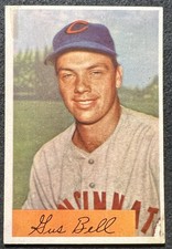 1954 BOWMAN GUS BELL (CINCINNATI REDLEGS) #124 SHARP TAPE RESIDUE LITE DAMAGE