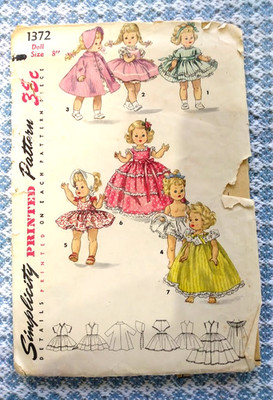 Scarce original 1950s pattern 8-INCH GINNY DOLL CLOTHES dress coat hat +