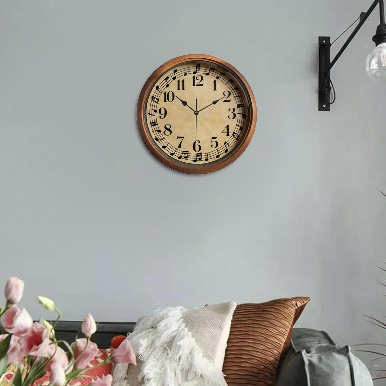 Music Note Wall Clock Decorative No Ticking for Living Room Study Room Party