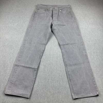 Levis 501 Jeans Men 34x34 Fits 32x30 Gray Button Fly Straight Denim Classic