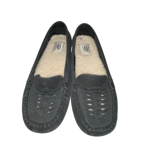 Mocassini mocassini Ugg Clary antracite nero pelle intrecciata ballerine suola gemella taglia 8