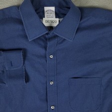 Brooks Brothers Shirt Mens 17 Blue Micro Dot Regent Dress Button Up Long Sleeve