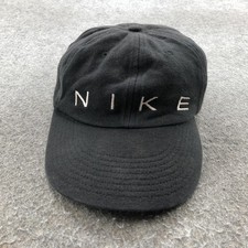 Vintage Nike Hat Cap Fitted Boys One Size Black Cotton Twill Baseball Youth 90s