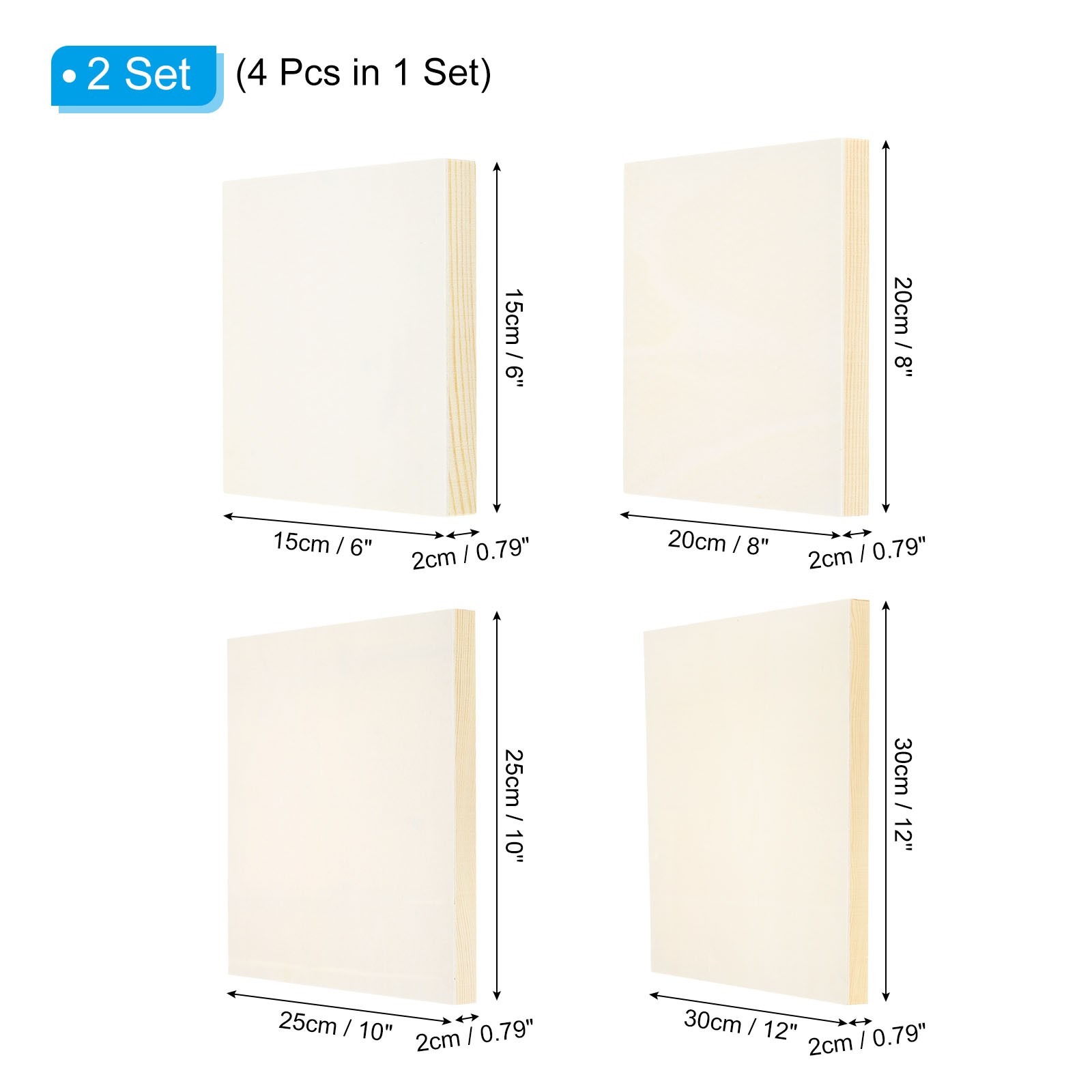 Wood Panels Board, 2 Set Unfinished Round Wood Canvas Boards