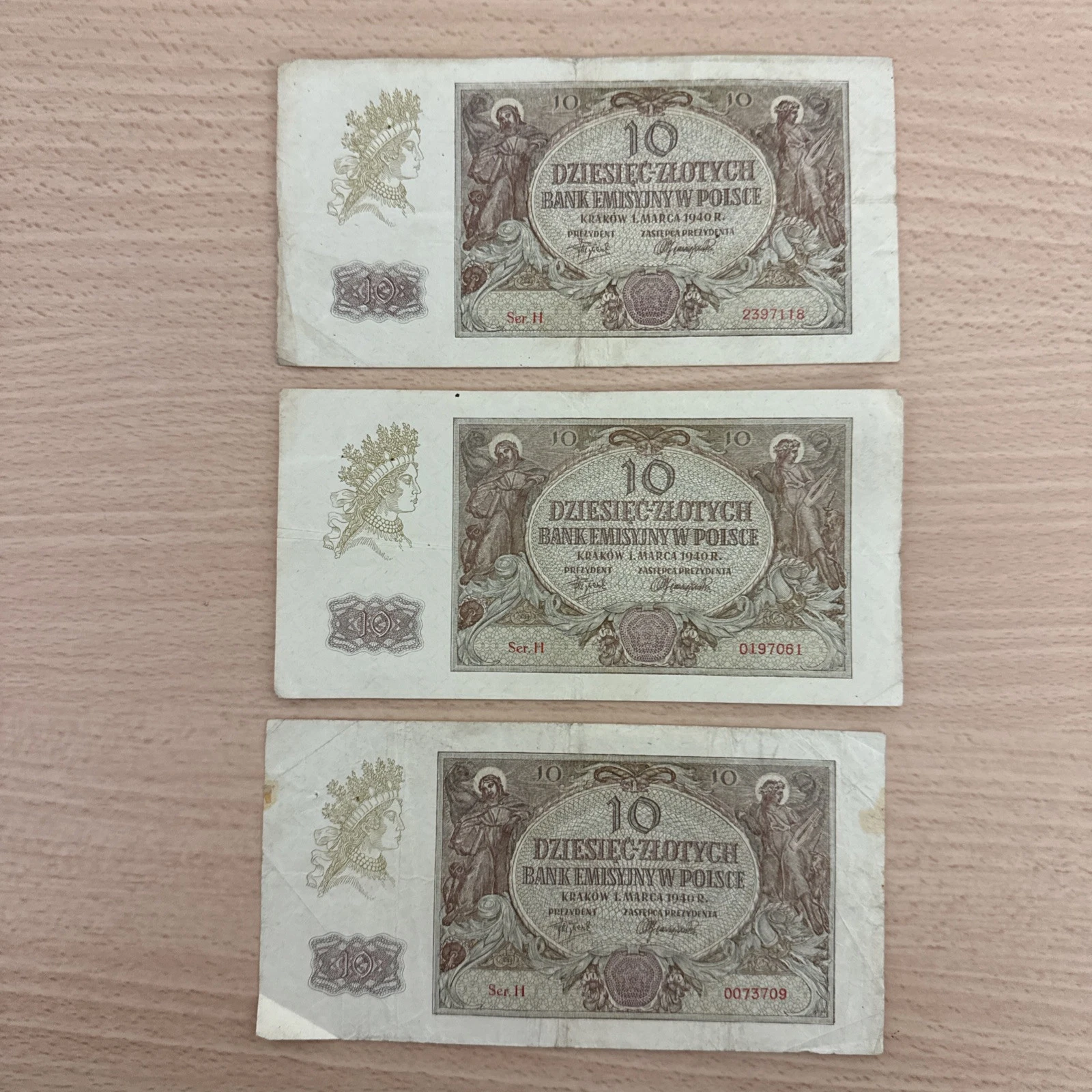 Lot De Billets Pologne Polonais 10 Dziesiec Zlotych 1940