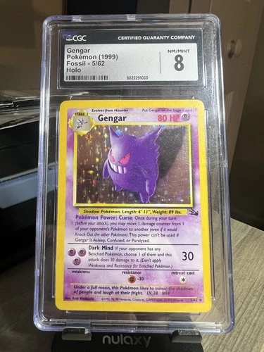 CGC 8 Gengar 1999 Fossil 5/62 Holo Pokemon Card