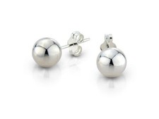 925 Sterling Silver Round Ball Stud Earrings High Polished Butterfly Post Backs
