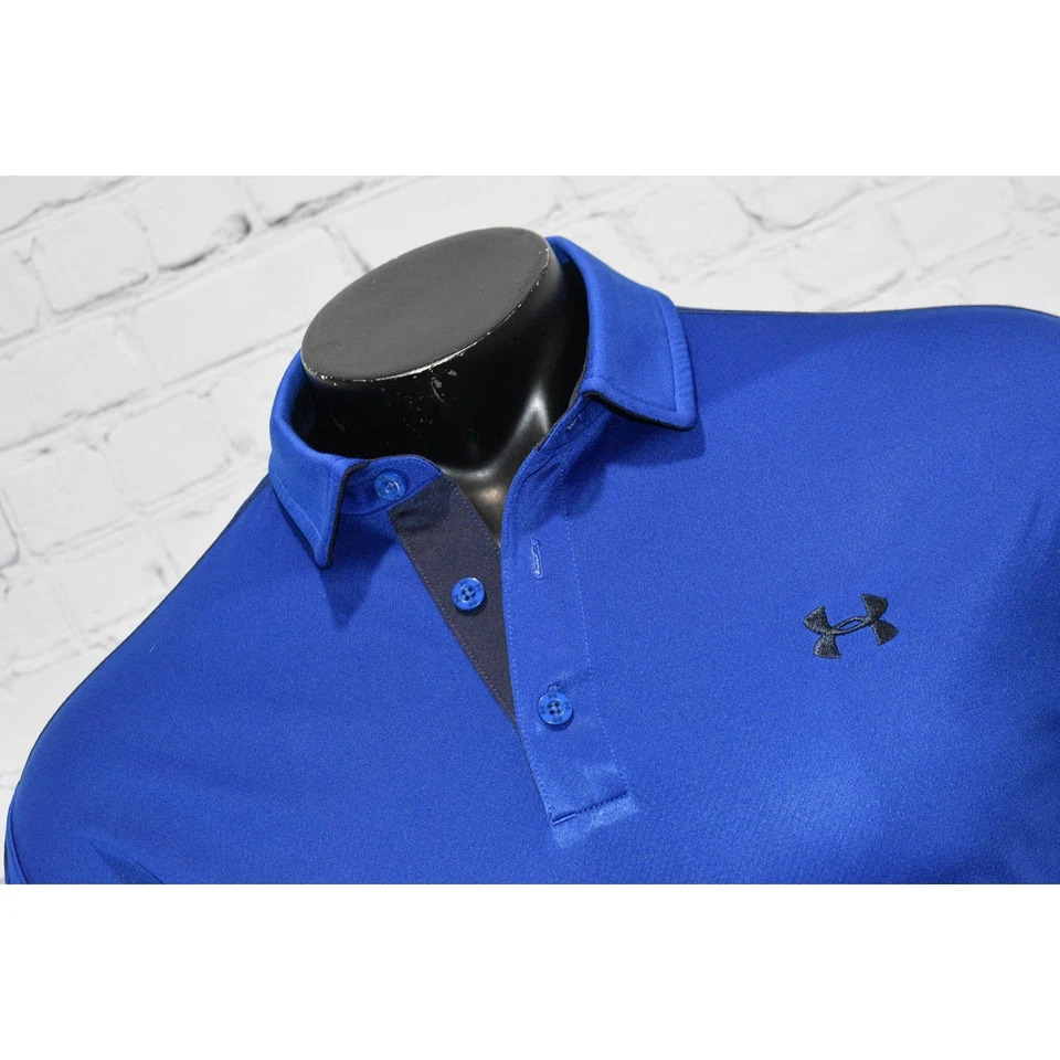 Under Armour Golf Polo Shirt Mens Size XL Loose HeatGear Performance Blue - Image 4 of 4