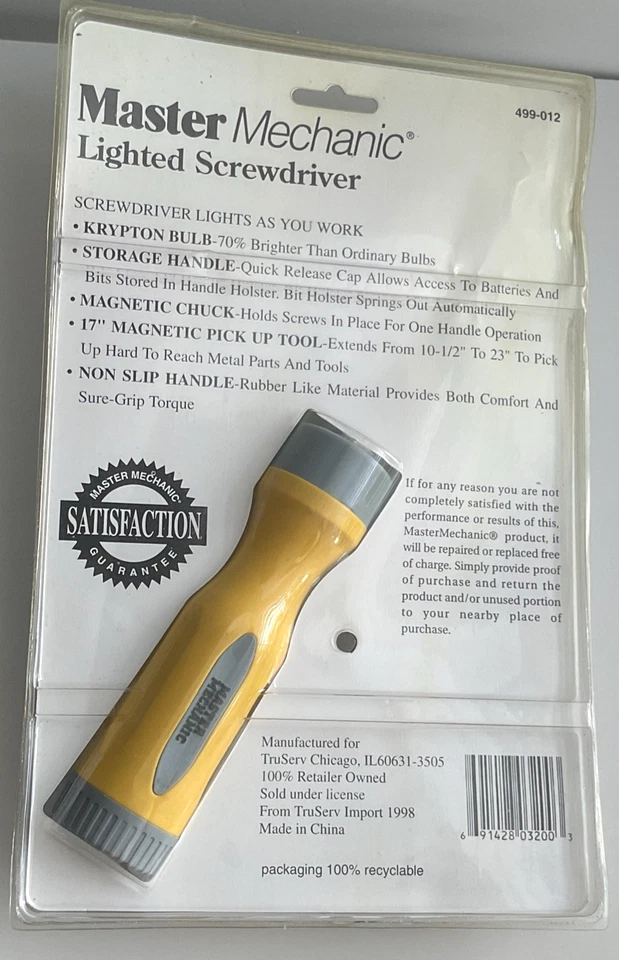 Master Mechanic 499-012 Destornillador Iluminado Broca Mango de Almacenamiento Nuevo Foto 2 de 2