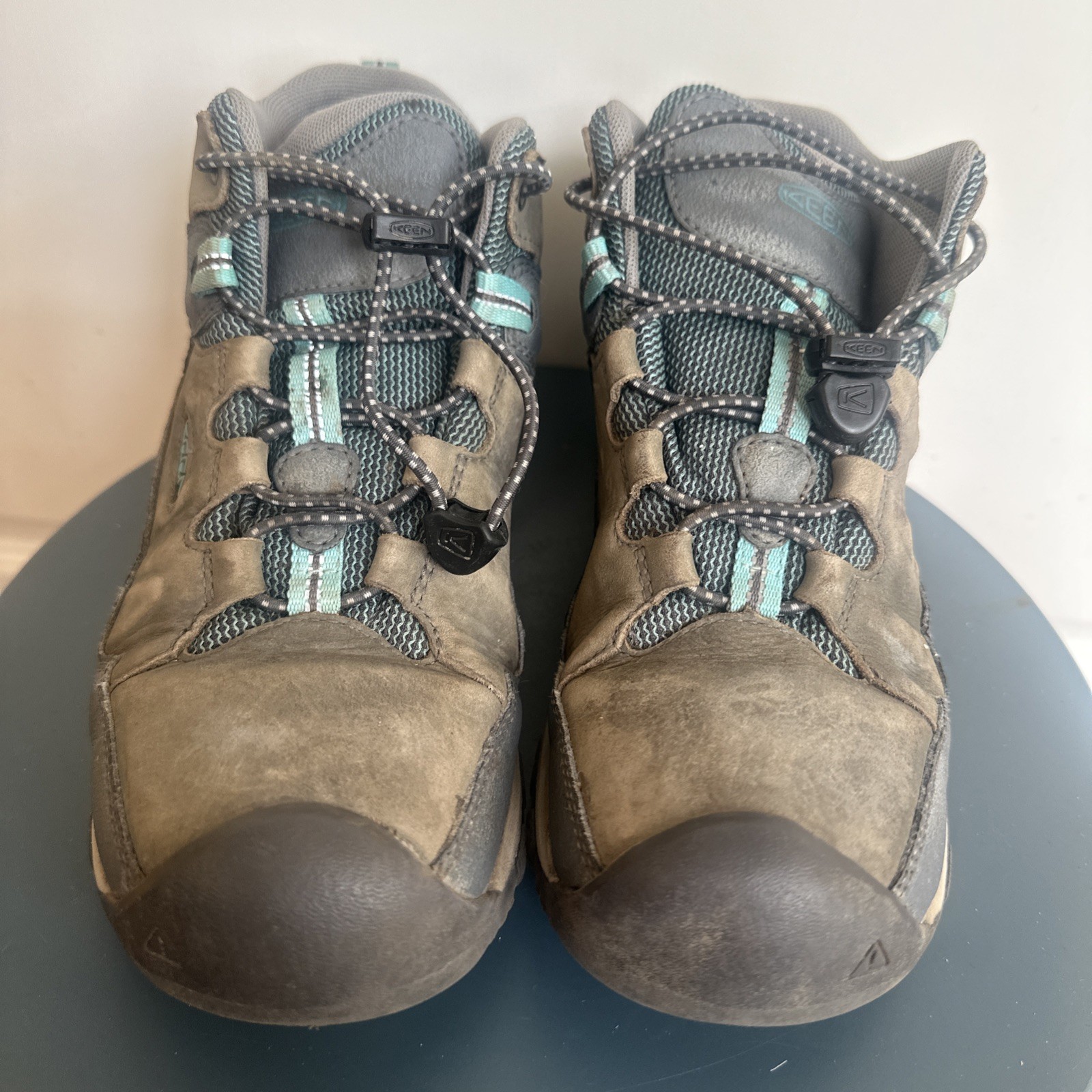 Scarpone da trekking basso Keen Targhee grigio marrone e verde acqua giovanile taglia 3 campeggio outdoor