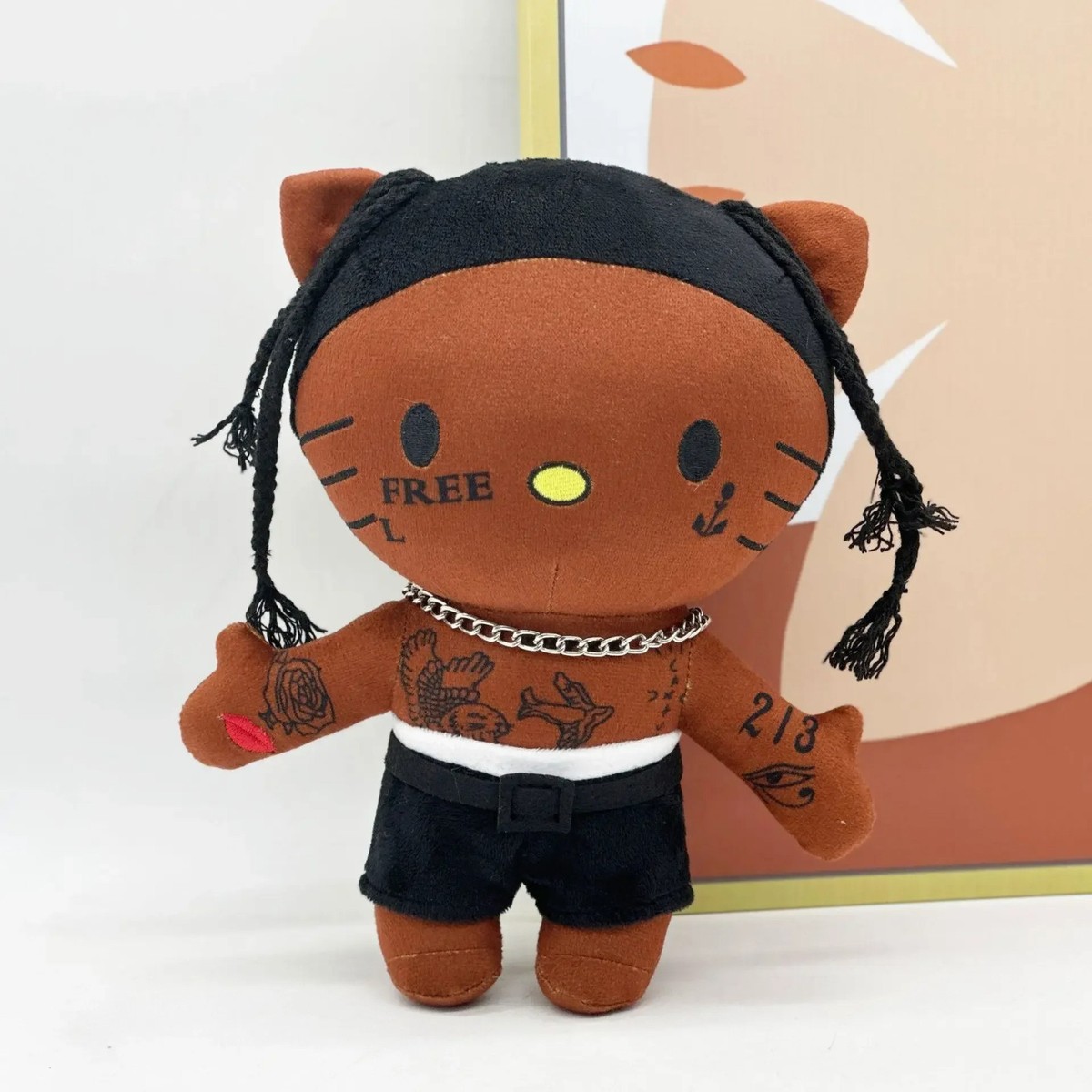 Hello Kitty As TRAVIS SCOTT Rapper Plush Doll Soft Stuffed Figure