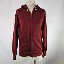 Vintage 70's Double Faced Thermal Lined Hoodie Full Zip Waffle Burgundy Size L
