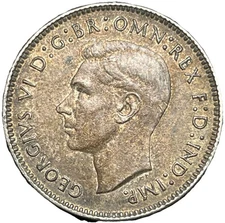 1942 - D Australia Silver (.925) Sixpence - Australian 6 Pence -