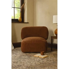 Pemberly Row Mid-Century Modern Swivel Livingroom Chair in Brown