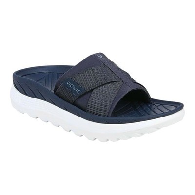 Vionic Rebound Recovery Platform Arch Support Adjustable Navy Blue Slide Sandals