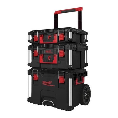 Milwaukee Black PackOut Rollwagen 3 Stück Werkzeugkoffer 4932464244