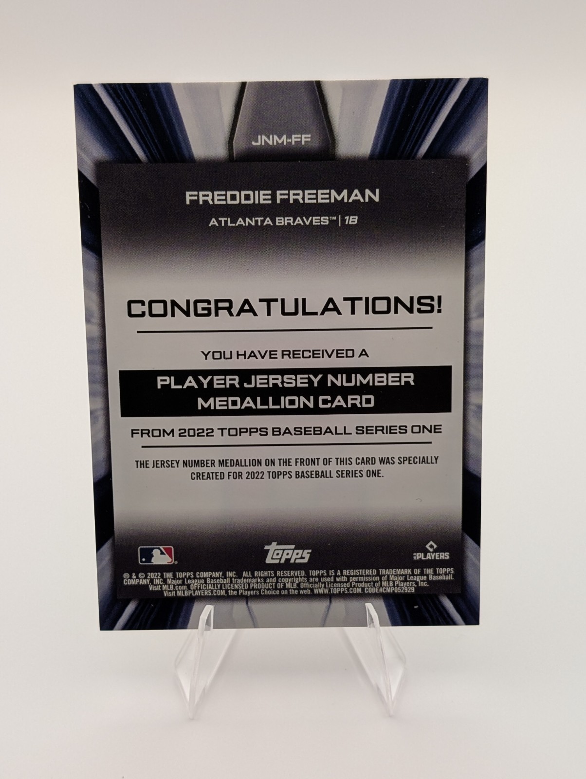 2022 Topps Freddie Freeman Jersey Number Medallion JNM-FF Braves