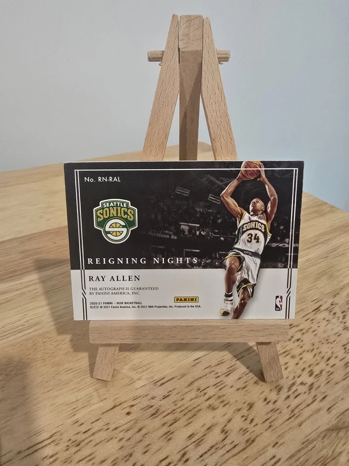 2020-21 Panini Noir Ray Allen Reigning Nights Autograph Card Serial #/99 - image 2 of 2