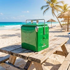 Heineken Classic Green Cooler 14Qt Portable Beverage Tub Patio Bar Host Gift