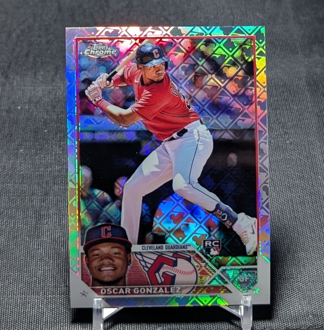 Oscar Gonzalez Rookie RC 2023 Topps Chrome Logofractor Card #207 Guardians