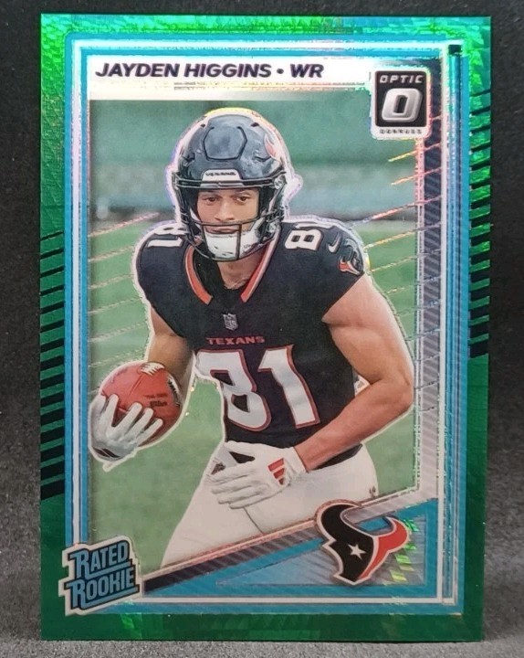 2025 Panini Donruss Optic Rated Rookie Jayden Higgins #225 Green Hyper Prizm RC 
