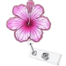 Pink Flower Badge Reel Funny Nurse Badge Reels Cute Retractable ID Badge Hold...