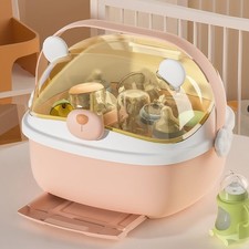 Baby Bottle Drying Rack Storage, Nursing Bottle Storage Box Organizer with Co...