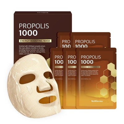 WELLDERMA Propolis 1000 Energy Boosting Sheet Mask 25ml x 5ea / Koreanische K...