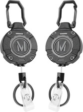 2 Pack Heavy Duty Retractable Keychain ID Badge Reels Retractable Carabiner Badg