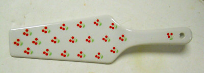 Crowning Touches White Ceramic Pie Cake Server Cherry Design 10''  L20