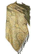 Double-Layered Jacquard Paisley Shawl Wrap Scarf Luxurious Pashmina Design