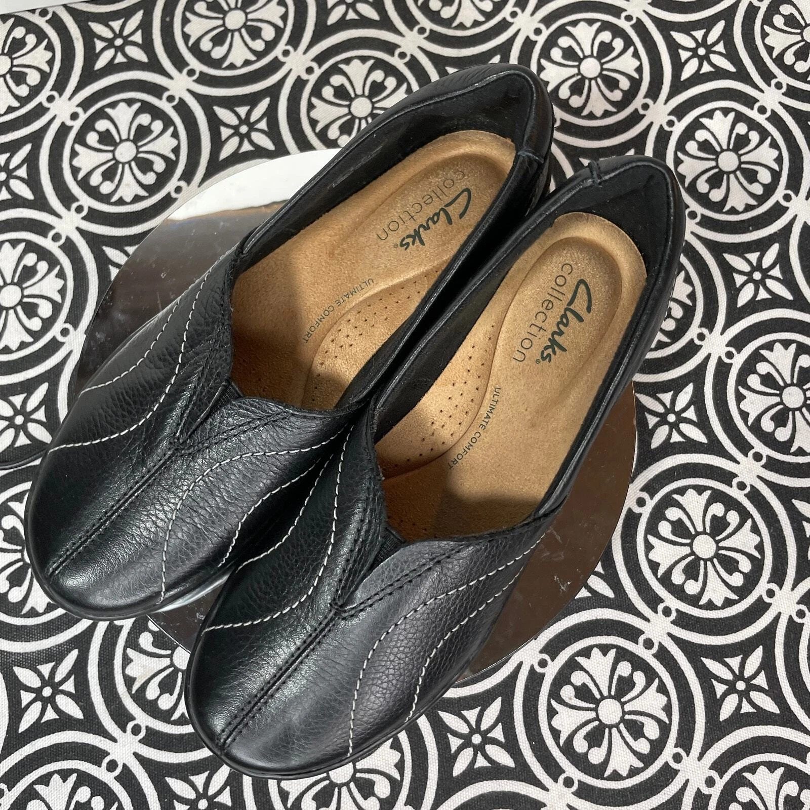 Mocassino slip on Clarks Cora Meadow in pelle nera 5M nuovo senza scatola