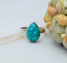 Turquoise Women Ring Solid 925 Silver Handmade Promise Lovely Ring All Size SR65