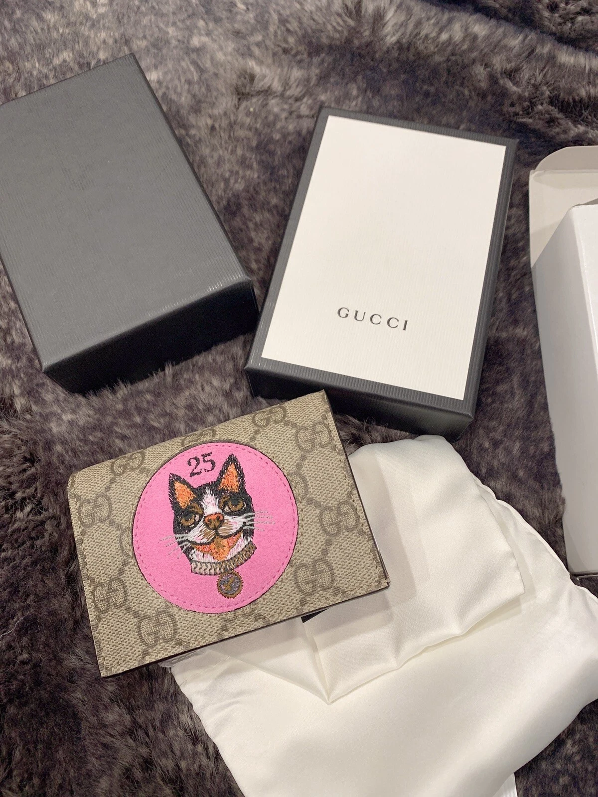 PORTEFEUILLE NEUF GUCCI GG toile suprême logo GG BOSCO DOG PATCH carte à claquer