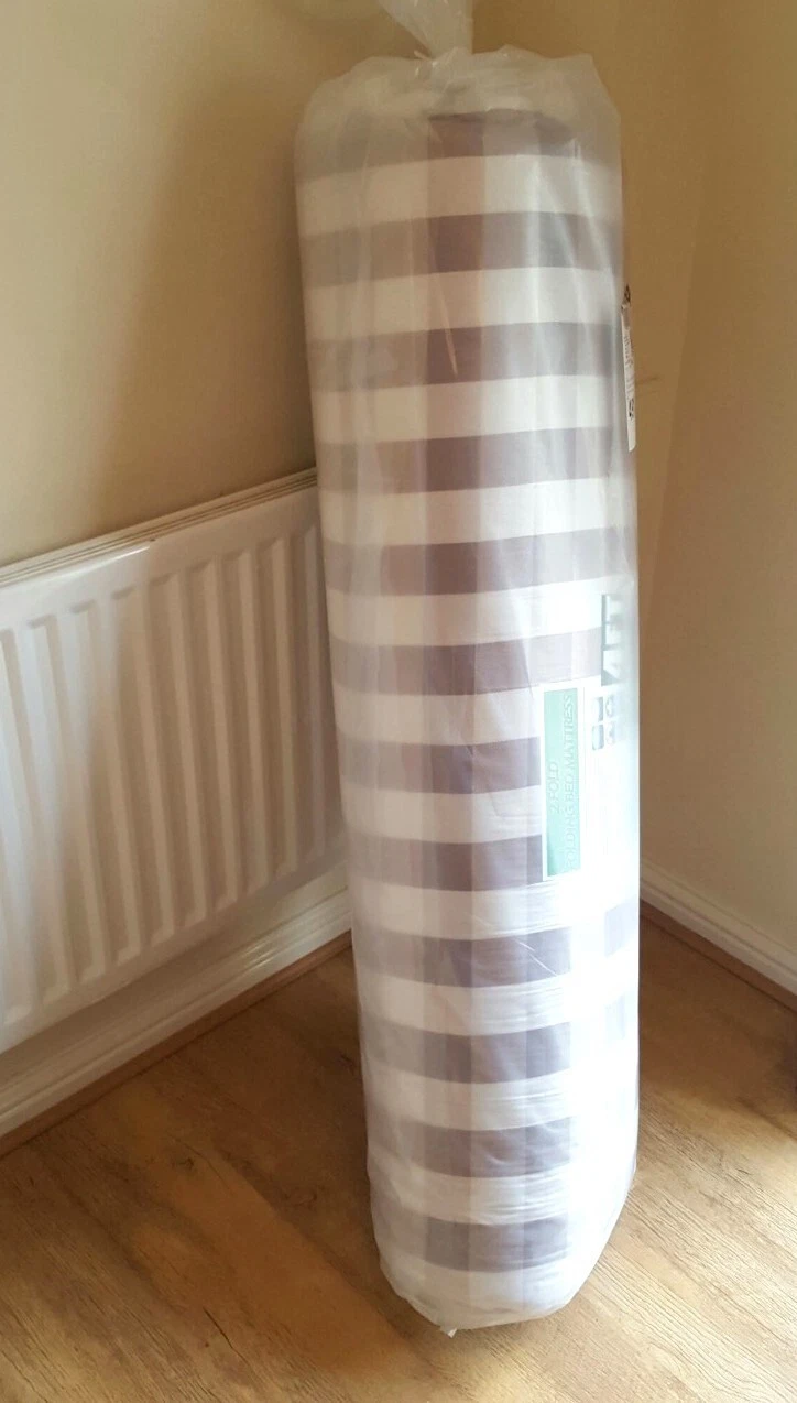 Special 5ft king size 2-fold all form orthopaedic mattress in brown checks.