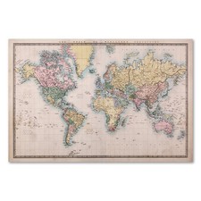 Postereck 0557 Poster Leinwand Historische Weltkarte, Vintage Kontinente Bunt