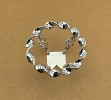 GENUINE VINTAGE 4" LONG LOWRIDER STEEL CAGE BICYCLE STEERING WHEEL IN CHROME.