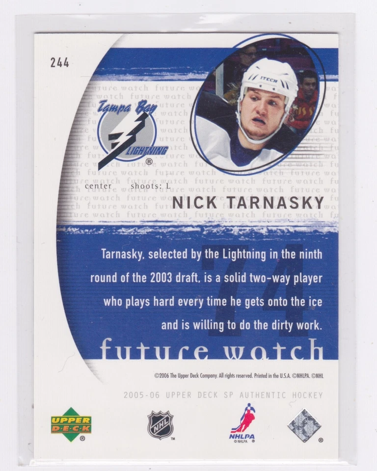 2005-06 Upper Deck - SP Authentic - Base - #'d /1999 - Nick Tarnasky #244 - Image 2 of 2