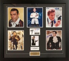 JAMES BOND Connery Moore Lazenby Dalton Brosnan Craig + Signed Photos FRAMED COA