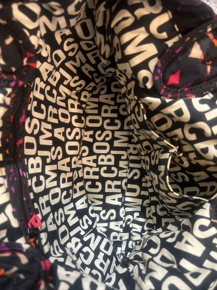 Bolso de Mano Marc Jacobs Libro Acolchado Nylon Multi Shopper Negro Rosa Púrpura XL Foto 4 de 4