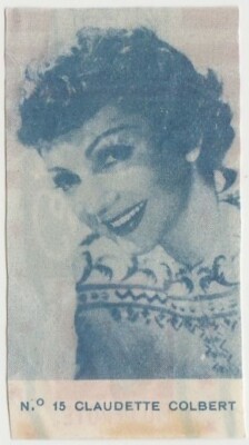 Claudette Colbert 1940s Caramelos Tio Pepote PAPER STOCK Trading Card #15 E4
