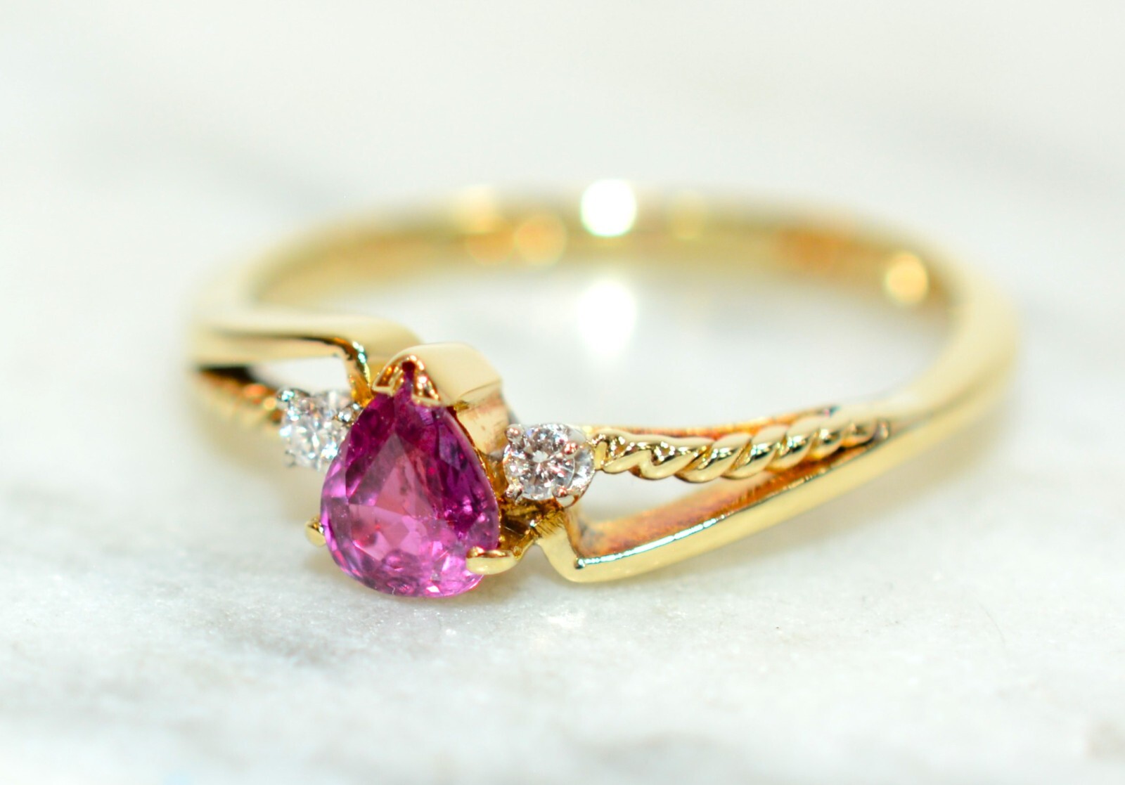 Natural Ruby & Diamond Ring 14K Solid Gold .46tcw… - image 8