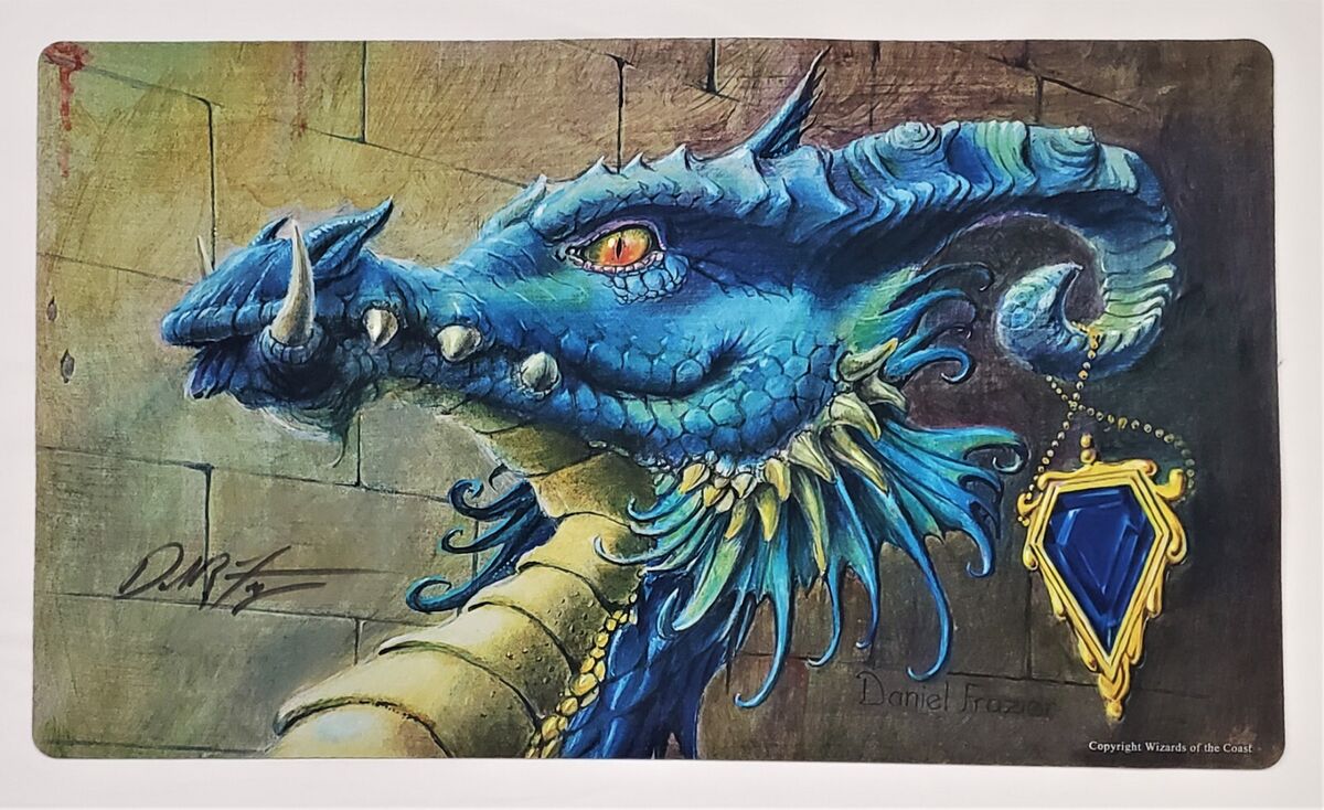 Dragon Mox Sapphire Play Mat MTG Playmat SIGNED Dan Frazier Dragon Mox Sapphire Play Mat MTG Playmat SIGNED Dan Frazier