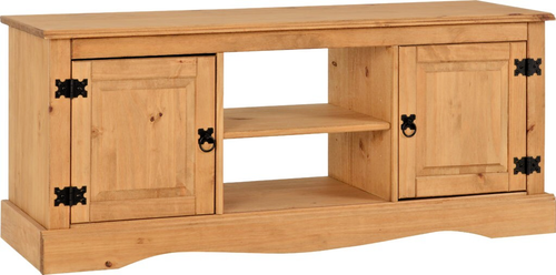 Corona 2 Door 1 Shelf Flat Screen TV Unit Distressed Waxed Pine - Picture 3 of 10