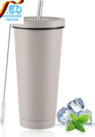 Latern Eiskaffeebecher Mit Deckel Und Strohhalm, 750Ml Isolierter Edelstahlbeche